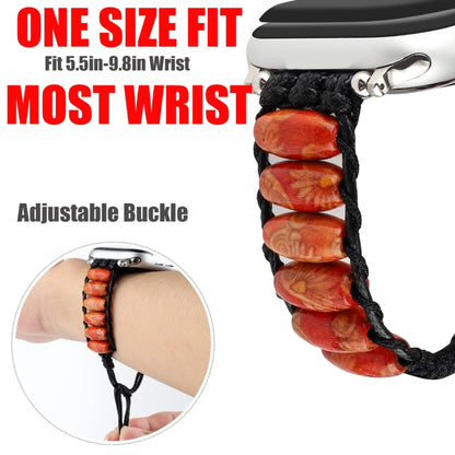 Wooden Bead Watch Band For Apple Watch Series 9&8&7 41mm / SE 3&SE 2&6&SE&5&4 40mm / 3&2&1 38mm(Indian Feather) by bashfashion
