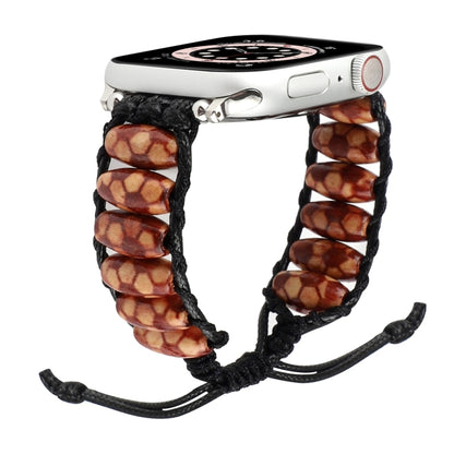 Wooden Bead Watch Band For Apple Watch Series 9&8&7 41mm / SE 3&SE 2&6&SE&5&4 40mm / 3&2&1 38mm(Football Pattern) by bashfashion