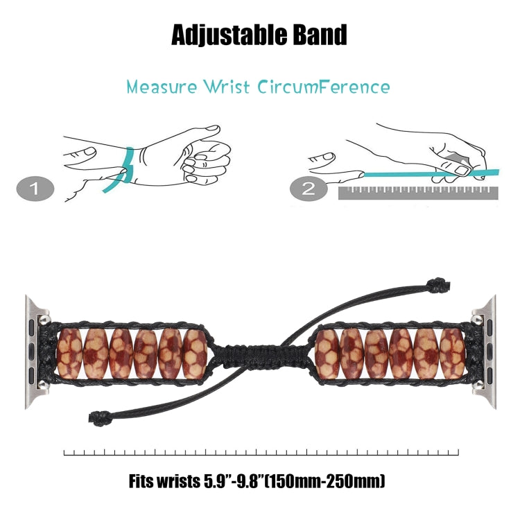 Wooden Bead Watch Band For Apple Watch Series 9&8&7 41mm / SE 3&SE 2&6&SE&5&4 40mm / 3&2&1 38mm(Football Pattern) by bashfashion
