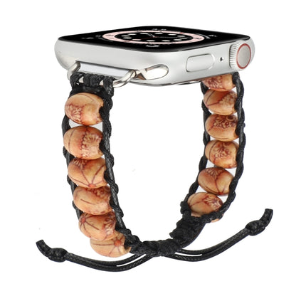 Wooden Bead Watch Band For Apple Watch Ultra 49mm&Watch Ultra 2 49mm / Series 9&8&7 45mm / SE 3&SE 2&6&SE&5&4 44mm / 3&2&1 42mm(Pattern Light Brown) by bashfashion