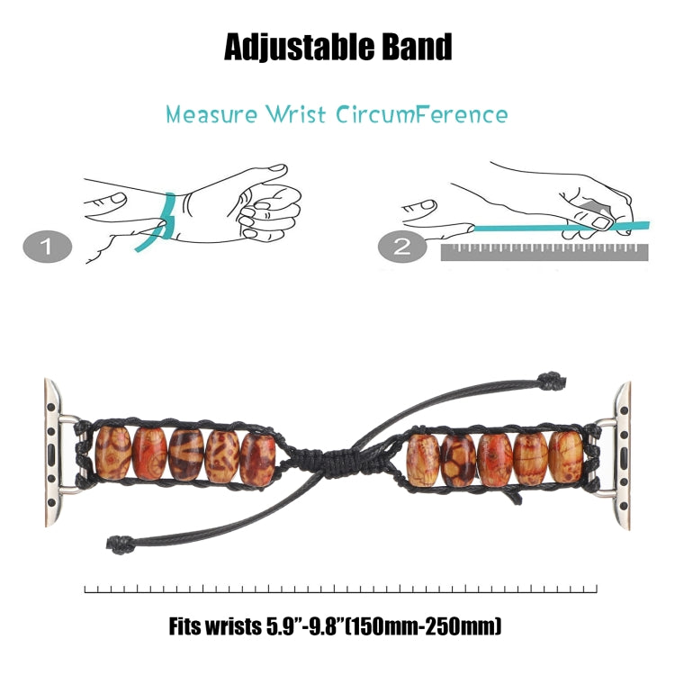 Wooden Bead Watch Band For Apple Watch Ultra 49mm&Watch Ultra 2 49mm / Series 9&8&7 45mm / SE 3&SE 2&6&SE&5&4 44mm / 3&2&1 42mm(Pattern Brown) by bashfashion