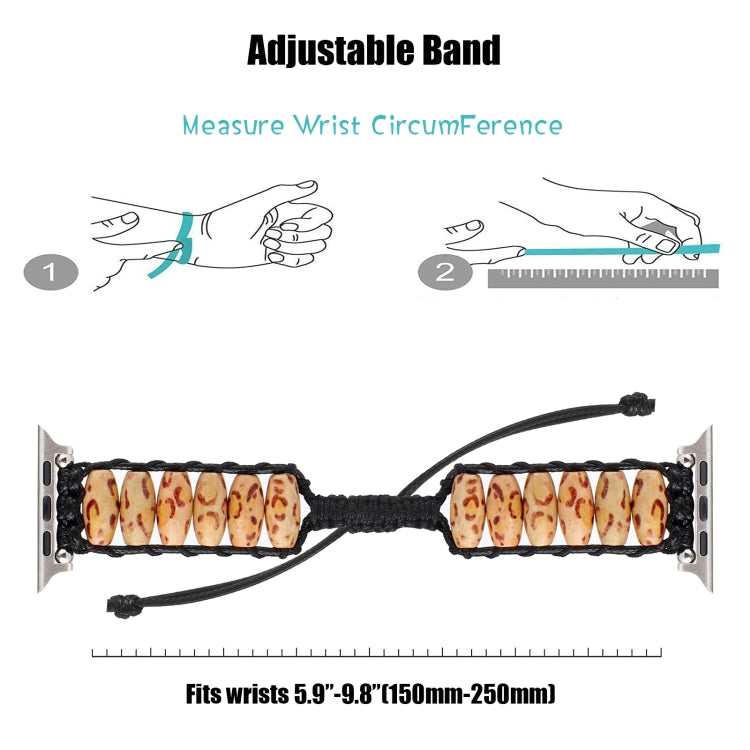 Wooden Bead Watch Band For Apple Watch Ultra 49mm&Watch Ultra 2 49mm / Series 9&8&7 45mm / SE 3&SE 2&6&SE&5&4 44mm / 3&2&1 42mm(Light Leopard Print) by bashfashion