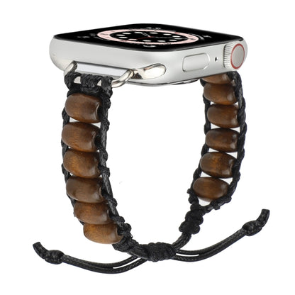 Wooden Bead Watch Band For Apple Watch Ultra 49mm&Watch Ultra 2 49mm / Series 9&8&7 45mm / SE 3&SE 2&6&SE&5&4 44mm / 3&2&1 42mm(Dark Brown) by bashfashion
