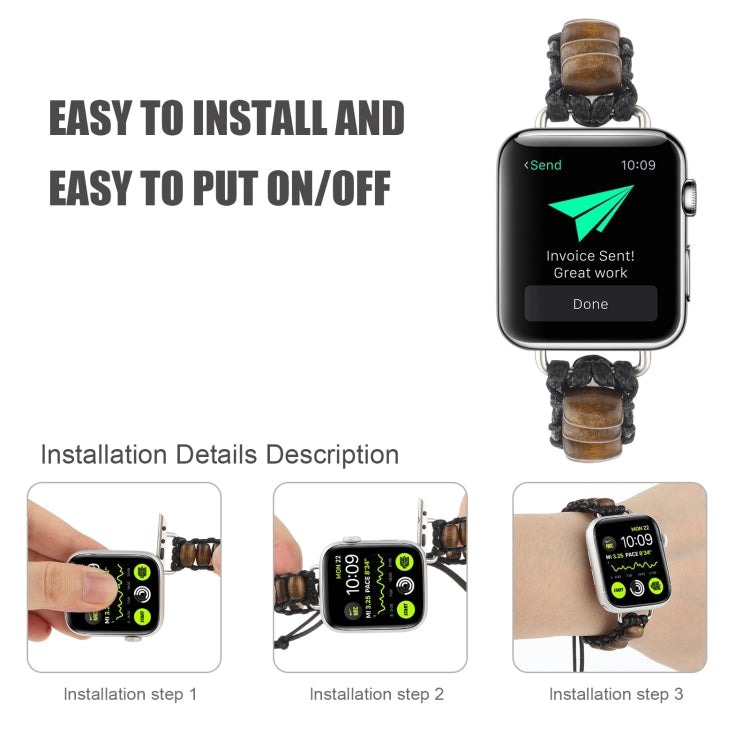Wooden Bead Watch Band For Apple Watch Ultra 49mm&Watch Ultra 2 49mm / Series 9&8&7 45mm / SE 3&SE 2&6&SE&5&4 44mm / 3&2&1 42mm(Dark Brown) by bashfashion