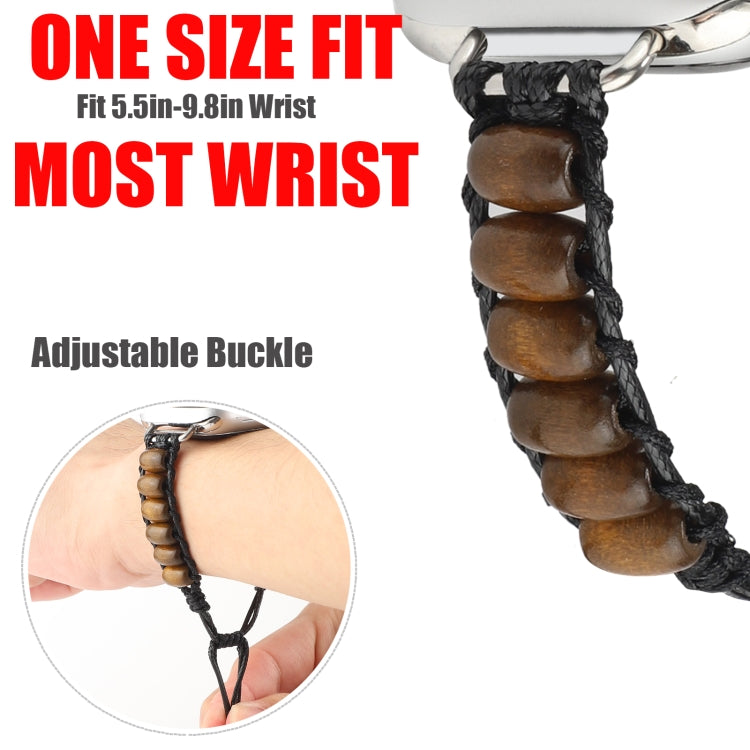Wooden Bead Watch Band For Apple Watch Ultra 49mm&Watch Ultra 2 49mm / Series 9&8&7 45mm / SE 3&SE 2&6&SE&5&4 44mm / 3&2&1 42mm(Dark Brown) by bashfashion