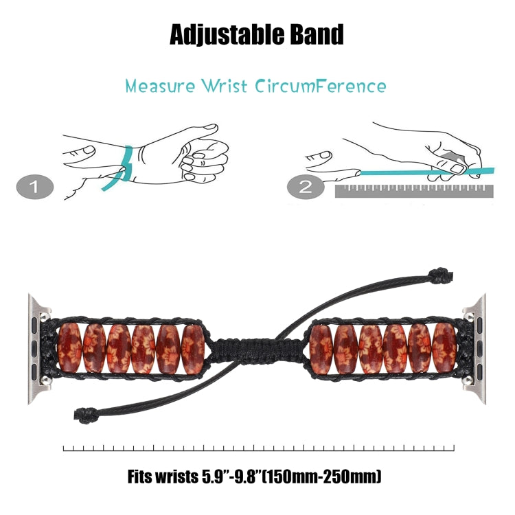 Wooden Bead Watch Band For Apple Watch Ultra 49mm&Watch Ultra 2 49mm / Series 9&8&7 45mm / SE 3&SE 2&6&SE&5&4 44mm / 3&2&1 42mm(Double Flower) by bashfashion