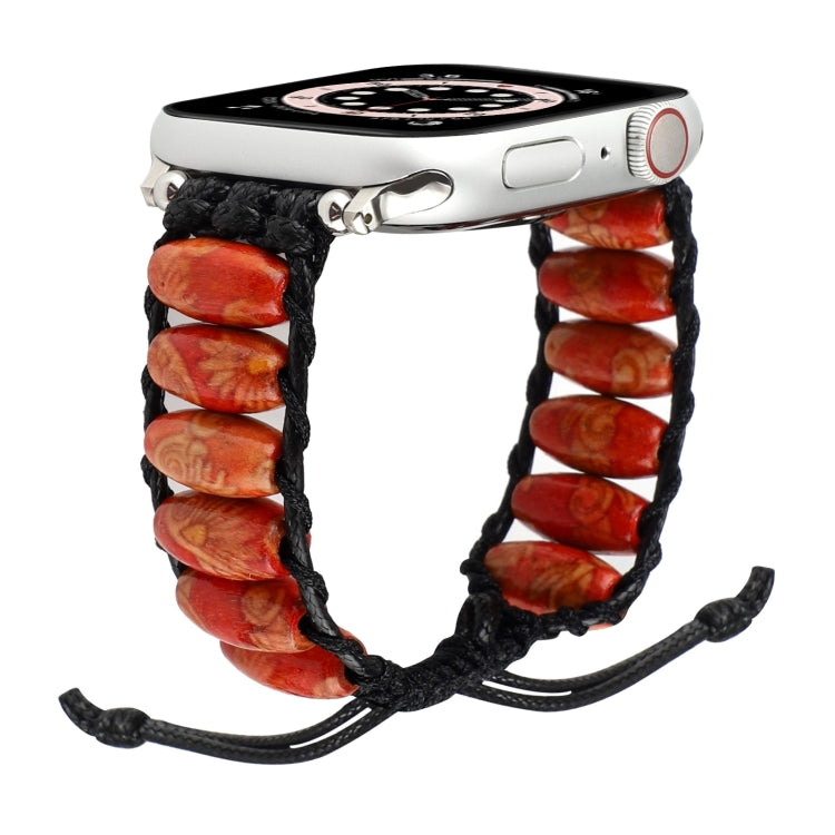 Wooden Bead Watch Band For Apple Watch Ultra 49mm&Watch Ultra 2 49mm / Series 9&8&7 45mm / SE 3&SE 2&6&SE&5&4 44mm / 3&2&1 42mm(Indian Feather) by bashfashion
