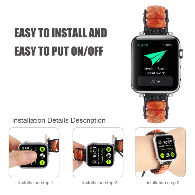 Wooden Bead Watch Band For Apple Watch Ultra 49mm&Watch Ultra 2 49mm / Series 9&8&7 45mm / SE 3&SE 2&6&SE&5&4 44mm / 3&2&1 42mm(Indian Feather) by bashfashion