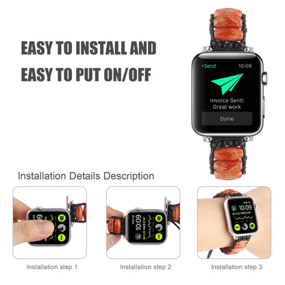 Wooden Bead Watch Band For Apple Watch Ultra 49mm&Watch Ultra 2 49mm / Series 9&8&7 45mm / SE 3&SE 2&6&SE&5&4 44mm / 3&2&1 42mm(Indian Feather) by bashfashion
