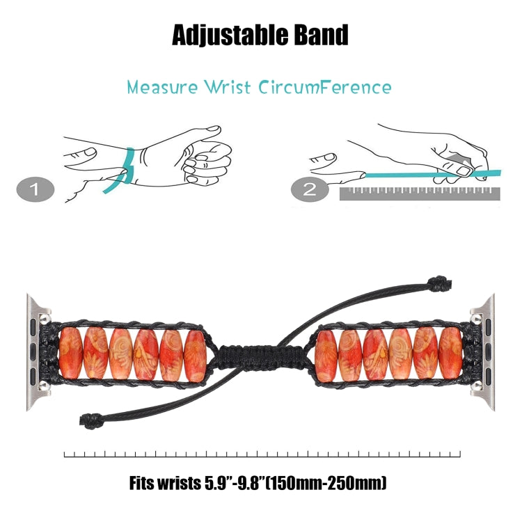 Wooden Bead Watch Band For Apple Watch Ultra 49mm&Watch Ultra 2 49mm / Series 9&8&7 45mm / SE 3&SE 2&6&SE&5&4 44mm / 3&2&1 42mm(Indian Feather) by bashfashion