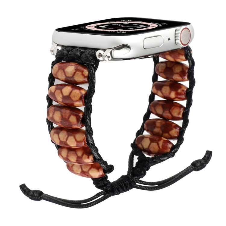 Wooden Bead Watch Band For Apple Watch Ultra 49mm&Watch Ultra 2 49mm / Series 9&8&7 45mm / SE 3&SE 2&6&SE&5&4 44mm / 3&2&1 42mm(Football Pattern) by bashfashion
