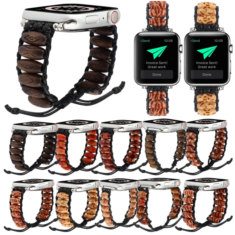 Wooden Bead Watch Band For Apple Watch Ultra 49mm&Watch Ultra 2 49mm / Series 9&8&7 45mm / SE 3&SE 2&6&SE&5&4 44mm / 3&2&1 42mm(Pattern Brown) by bashfashion