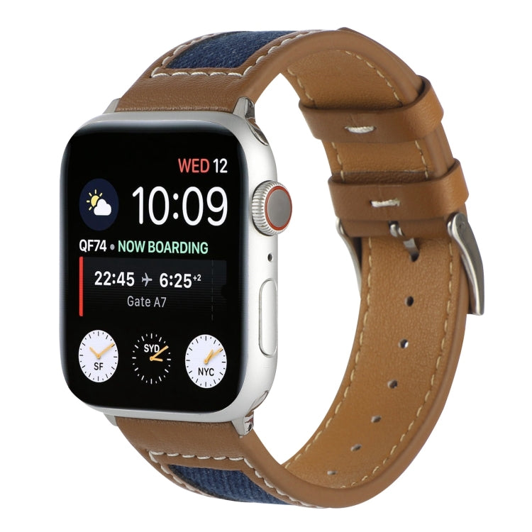 Canvas Leather Watch Band For Apple Watch Series 9&8&7 41mm / SE 3&SE 2&6&SE&5&4 40mm / 3&2&1 38mm(2) by bashfashion