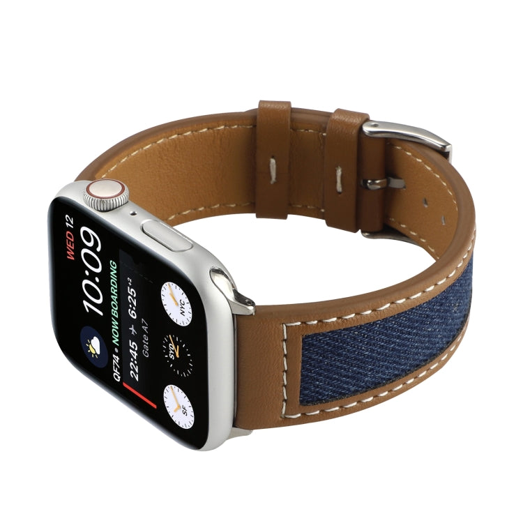 Canvas Leather Watch Band For Apple Watch Series 9&8&7 41mm / SE 3&SE 2&6&SE&5&4 40mm / 3&2&1 38mm(2) by bashfashion