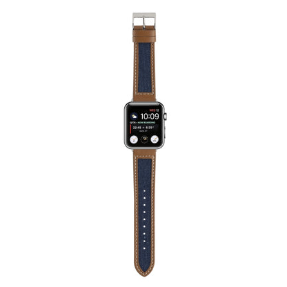 Canvas Leather Watch Band For Apple Watch Series 9&8&7 41mm / SE 3&SE 2&6&SE&5&4 40mm / 3&2&1 38mm(2) by bashfashion