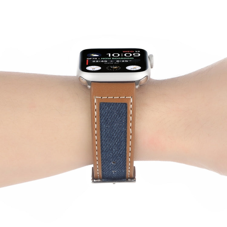 Canvas Leather Watch Band For Apple Watch Series 9&8&7 41mm / SE 3&SE 2&6&SE&5&4 40mm / 3&2&1 38mm(2) by bashfashion