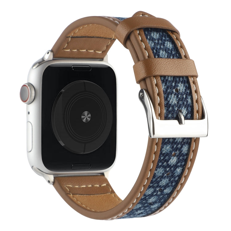 Canvas Leather Watch Band For Apple Watch Series 9&8&7 41mm / SE 3&SE 2&6&SE&5&4 40mm / 3&2&1 38mm(4) by bashfashion