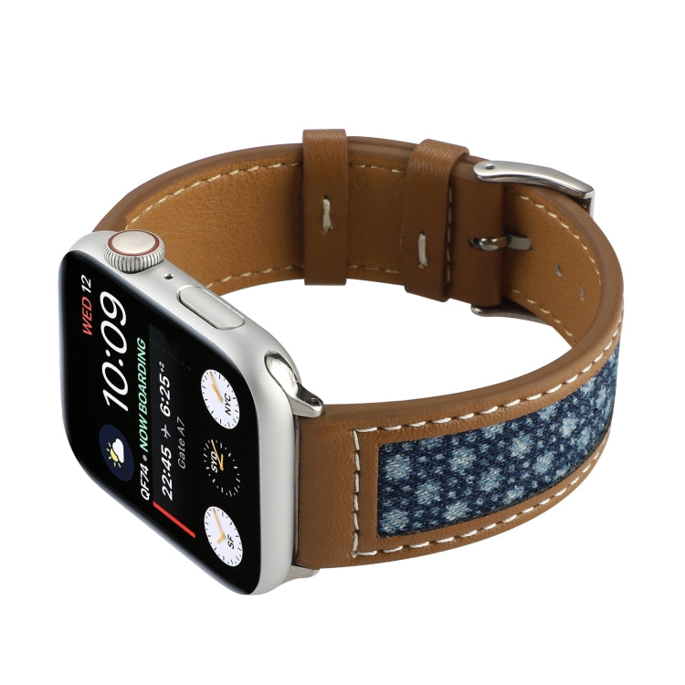 Canvas Leather Watch Band For Apple Watch Series 9&8&7 41mm / SE 3&SE 2&6&SE&5&4 40mm / 3&2&1 38mm(4) by bashfashion