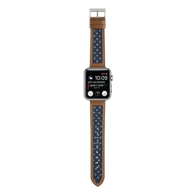 Canvas Leather Watch Band For Apple Watch Series 9&8&7 41mm / SE 3&SE 2&6&SE&5&4 40mm / 3&2&1 38mm(4) by bashfashion