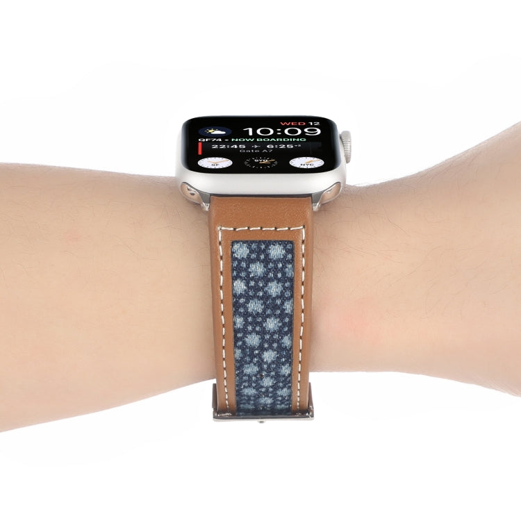 Canvas Leather Watch Band For Apple Watch Series 9&8&7 41mm / SE 3&SE 2&6&SE&5&4 40mm / 3&2&1 38mm(4) by bashfashion