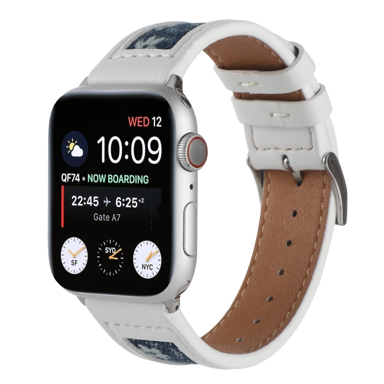 Canvas Leather Watch Band For Apple Watch Series 9&8&7 41mm / SE 3&SE 2&6&SE&5&4 40mm / 3&2&1 38mm(5) by bashfashion