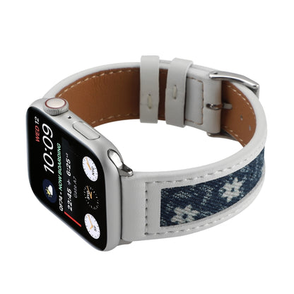 Canvas Leather Watch Band For Apple Watch Series 9&8&7 41mm / SE 3&SE 2&6&SE&5&4 40mm / 3&2&1 38mm(5) by bashfashion