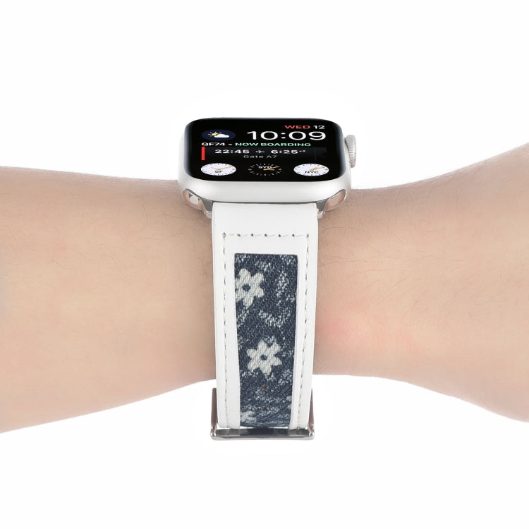 Canvas Leather Watch Band For Apple Watch Series 9&8&7 41mm / SE 3&SE 2&6&SE&5&4 40mm / 3&2&1 38mm(5) by bashfashion