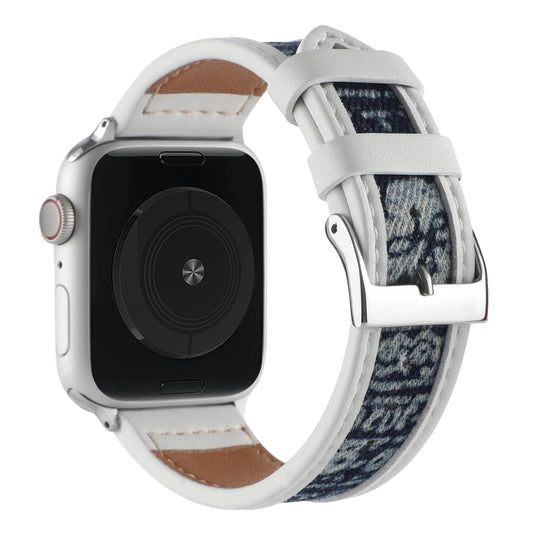 Canvas Leather Watch Band For Apple Watch Series 9&8&7 41mm / SE 3&SE 2&6&SE&5&4 40mm / 3&2&1 38mm(6) by bashfashion