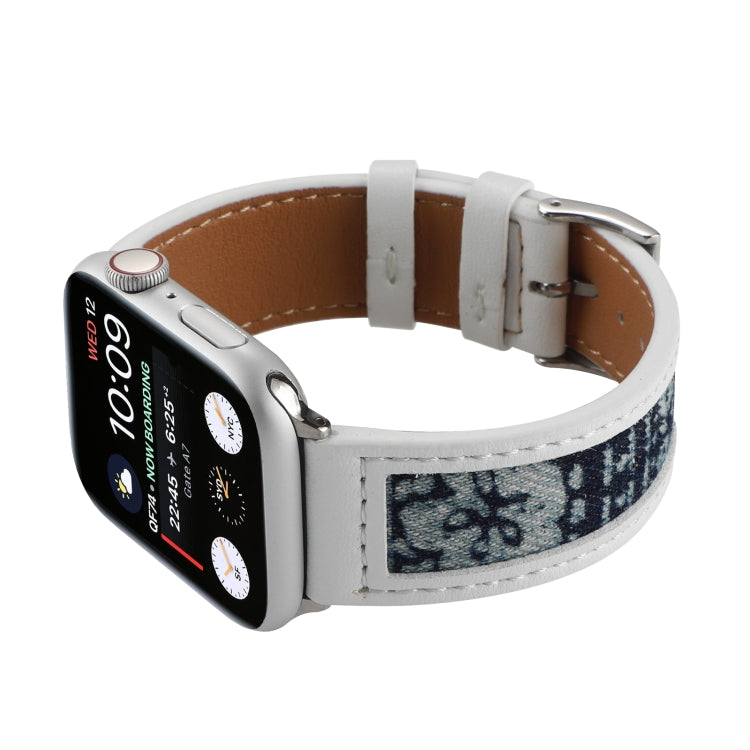 Canvas Leather Watch Band For Apple Watch Series 9&8&7 41mm / SE 3&SE 2&6&SE&5&4 40mm / 3&2&1 38mm(6) by bashfashion