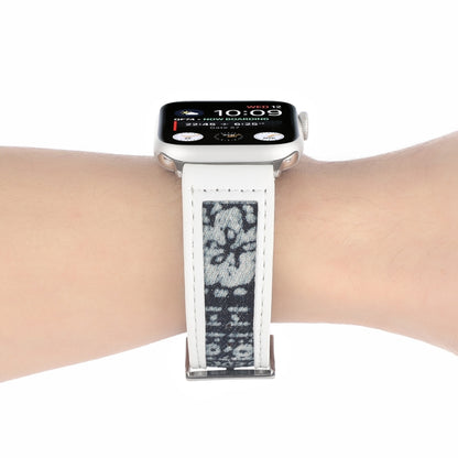 Canvas Leather Watch Band For Apple Watch Series 9&8&7 41mm / SE 3&SE 2&6&SE&5&4 40mm / 3&2&1 38mm(6) by bashfashion