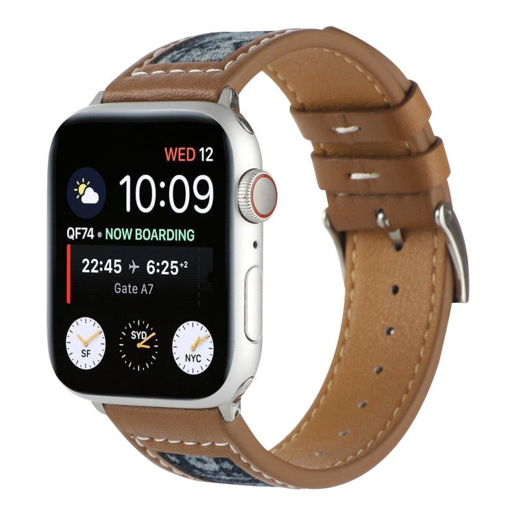 Canvas Leather Watch Band For Apple Watch Series 9&8&7 41mm / SE 3&SE 2&6&SE&5&4 40mm / 3&2&1 38mm(7) by bashfashion