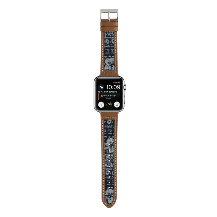 Canvas Leather Watch Band For Apple Watch Series 9&8&7 41mm / SE 3&SE 2&6&SE&5&4 40mm / 3&2&1 38mm(7) by bashfashion