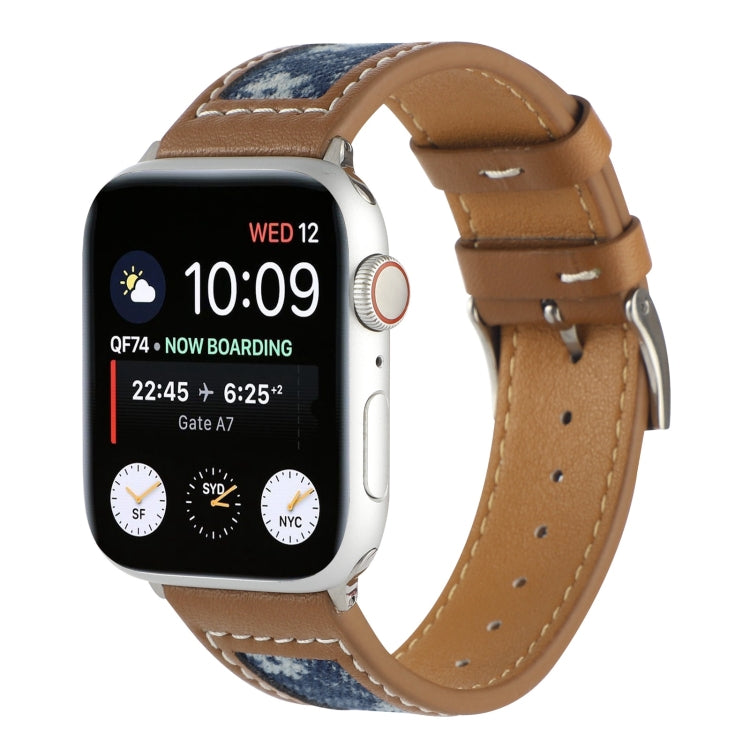 Canvas Leather Watch Band For Apple Watch Series 9&8&7 41mm / SE 3&SE 2&6&SE&5&4 40mm / 3&2&1 38mm(8) by bashfashion
