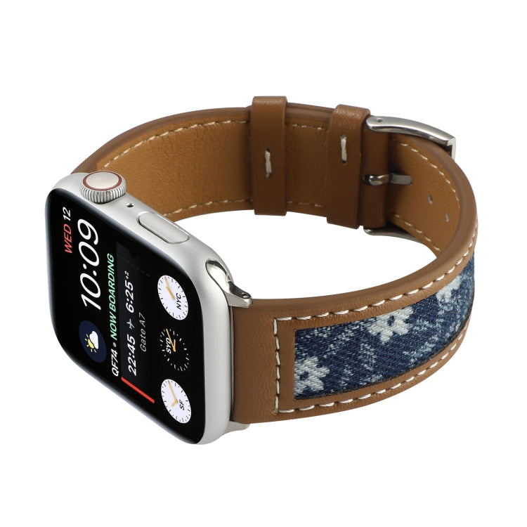 Canvas Leather Watch Band For Apple Watch Series 9&8&7 41mm / SE 3&SE 2&6&SE&5&4 40mm / 3&2&1 38mm(8) by bashfashion