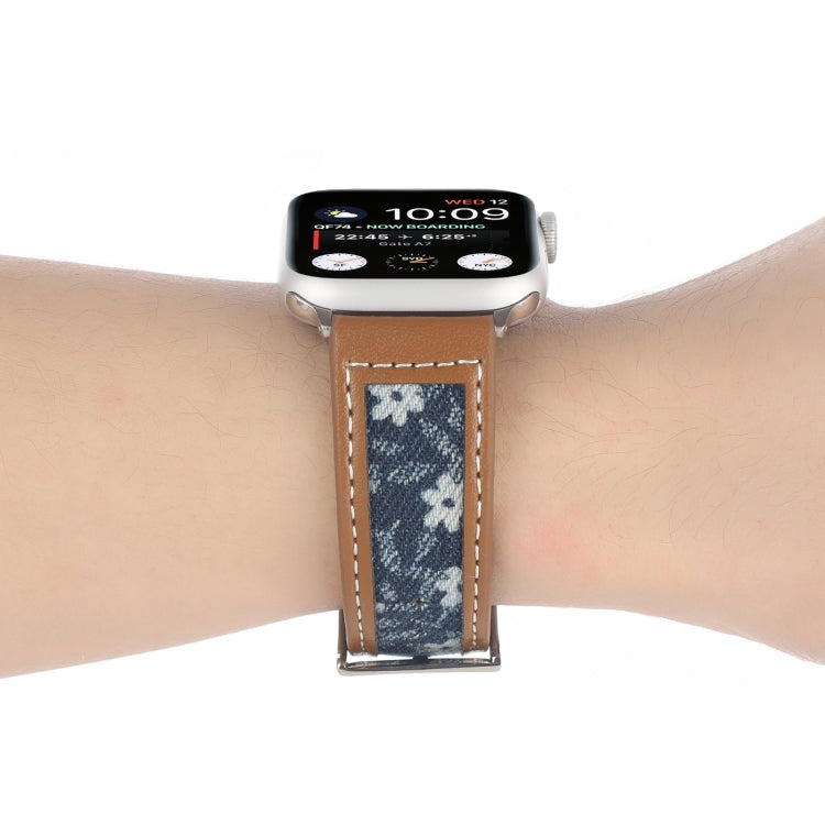 Canvas Leather Watch Band For Apple Watch Series 9&8&7 41mm / SE 3&SE 2&6&SE&5&4 40mm / 3&2&1 38mm(8) by bashfashion