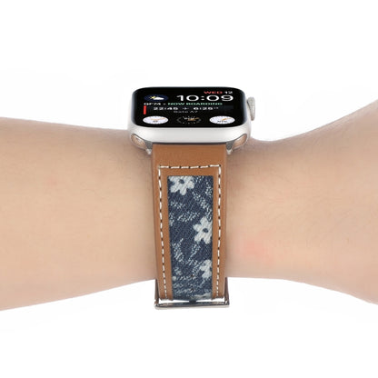 Canvas Leather Watch Band For Apple Watch Series 9&8&7 41mm / SE 3&SE 2&6&SE&5&4 40mm / 3&2&1 38mm(8) by bashfashion