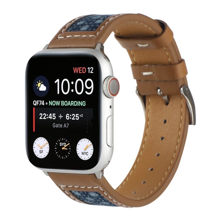 Canvas Leather Watch Band For Apple Watch Ultra 49mm&Watch Ultra 2 49mm / Series 9&8&7 45mm / SE 3&SE 2&6&SE&5&4 44mm / 3&2&1 42mm(4) by bashfashion