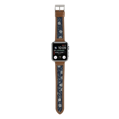 Canvas Leather Watch Band For Apple Watch Ultra 49mm&Watch Ultra 2 49mm / Series 9&8&7 45mm / SE 3&SE 2&6&SE&5&4 44mm / 3&2&1 42mm(8) by bashfashion