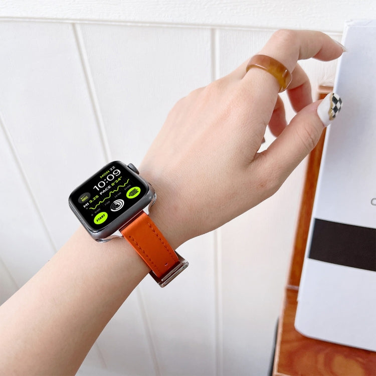 Leather Watch Band For Apple Watch Series 9&8&7 41mm / SE 3&SE 2&6&SE&5&4 40mm / 3&2&1 38mm(Yellow) by bashfashion