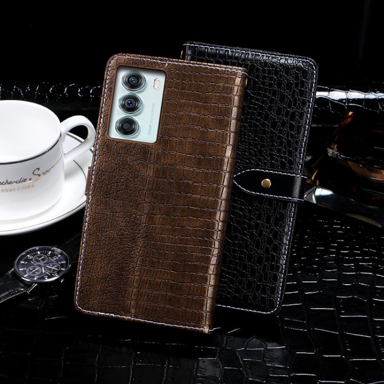 For Motorola Edge S30 idewei Crocodile Texture Leather Phone Case(Black) by idewei