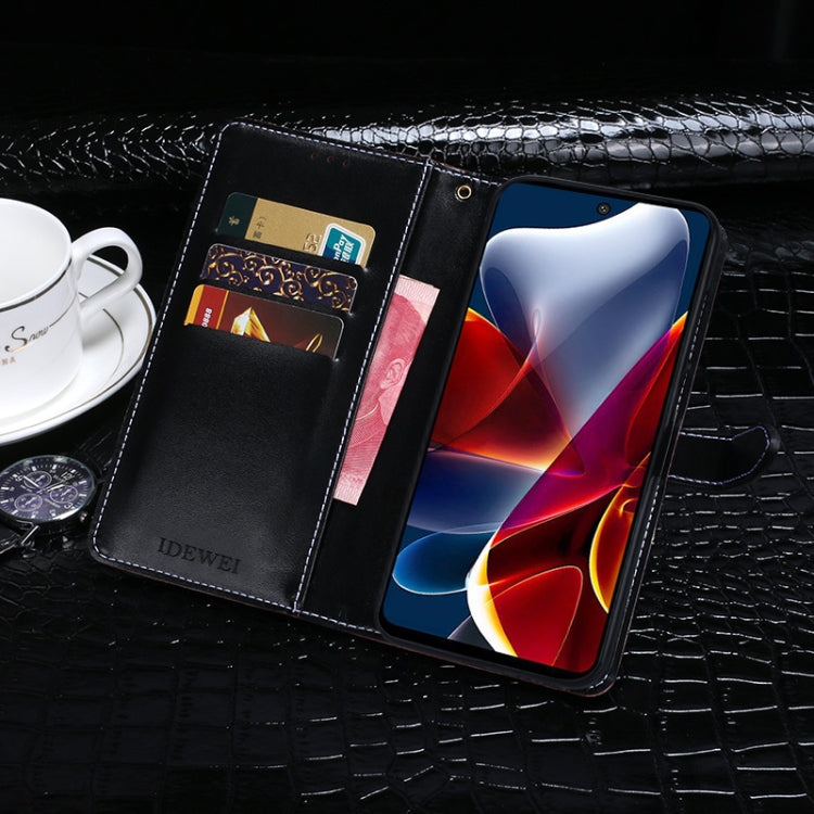 For Motorola Edge S30 idewei Crocodile Texture Leather Phone Case(Black) by idewei