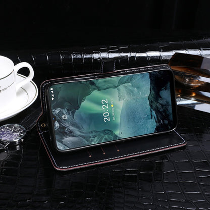 For Nokia G21 idewei Crocodile Texture Leather Phone Case(Dark Blue) by idewei