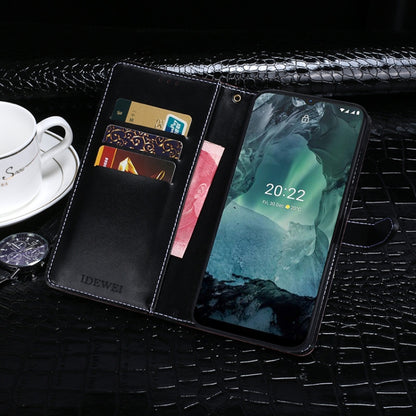 For Nokia G21 idewei Crocodile Texture Leather Phone Case(Black) by idewei