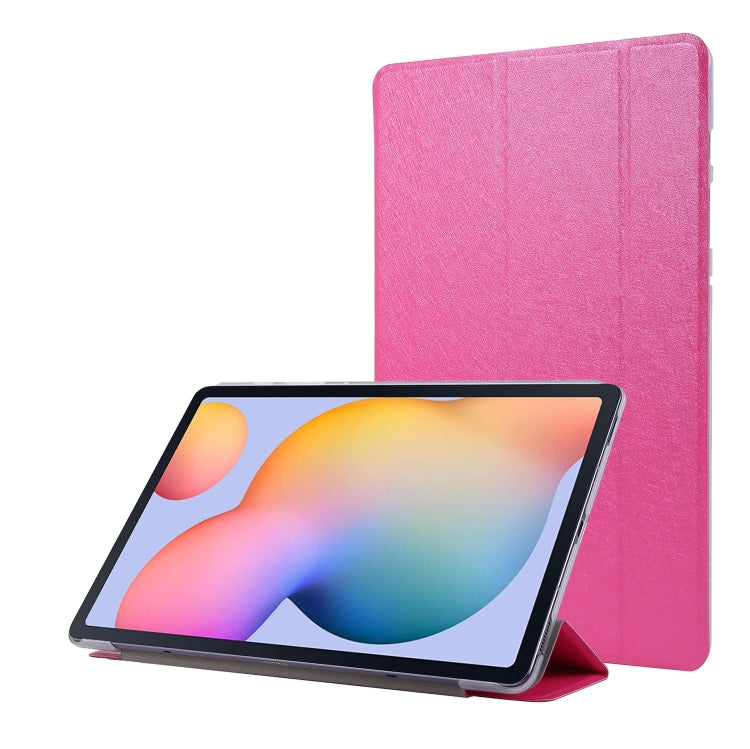 For Samsung Galaxy Tab S8 / Tab S7 Silk Texture Flip Leather Tablet Case(Rose Red) by bashfashion
