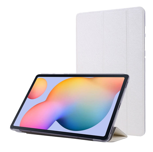 For Samsung Galaxy Tab S8+ / Tab S7+ Silk Texture Flip Leather Tablet Case(White) by bashfashion