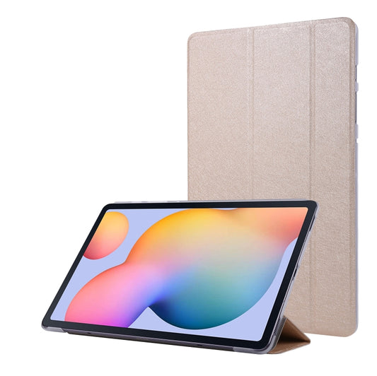 For Samsung Galaxy Tab S8+ / Tab S7+ Silk Texture Flip Leather Tablet Case(Gold) by bashfashion