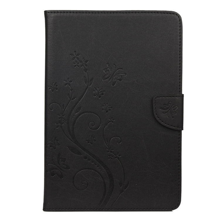 For Samsung Galaxy Tab A8 10.5 2021 X200 / X205 Butterfly Flower Embossing Pattern Leather Tablet Case(Black) by bashfashion