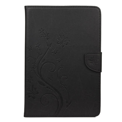 For Samsung Galaxy Tab A8 10.5 2021 X200 / X205 Butterfly Flower Embossing Pattern Leather Tablet Case(Black) by bashfashion