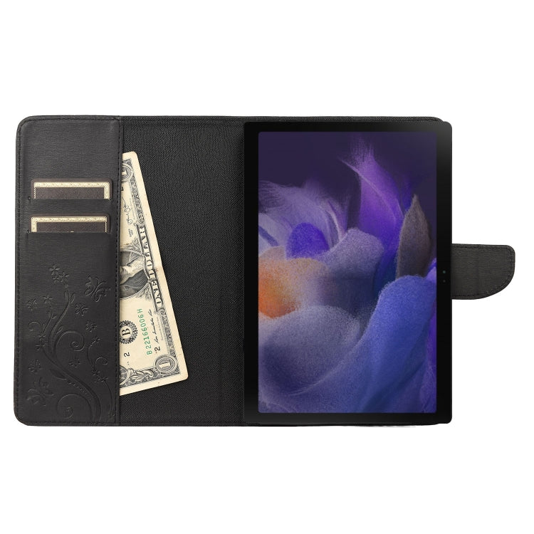 For Samsung Galaxy Tab A8 10.5 2021 X200 / X205 Butterfly Flower Embossing Pattern Leather Tablet Case(Black) by bashfashion