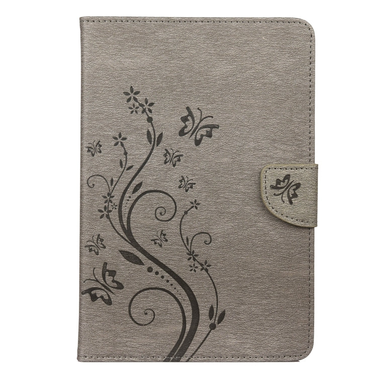 For Samsung Galaxy Tab A8 10.5 2021 X200 / X205 Butterfly Flower Embossing Pattern Leather Tablet Case(Grey) by bashfashion